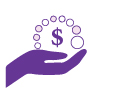 Icon depicting a hand holding a revolving line of credit.