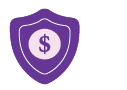 Icon depicting a shield with a cash symbol on it.