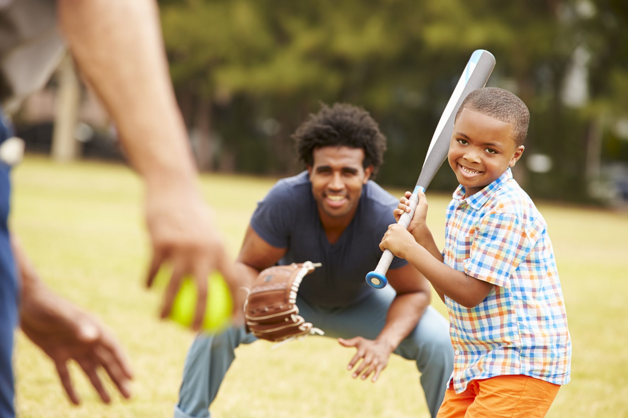 Young boy playing baseball