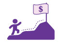 icon depicting person climbing a mountain toward their goal
