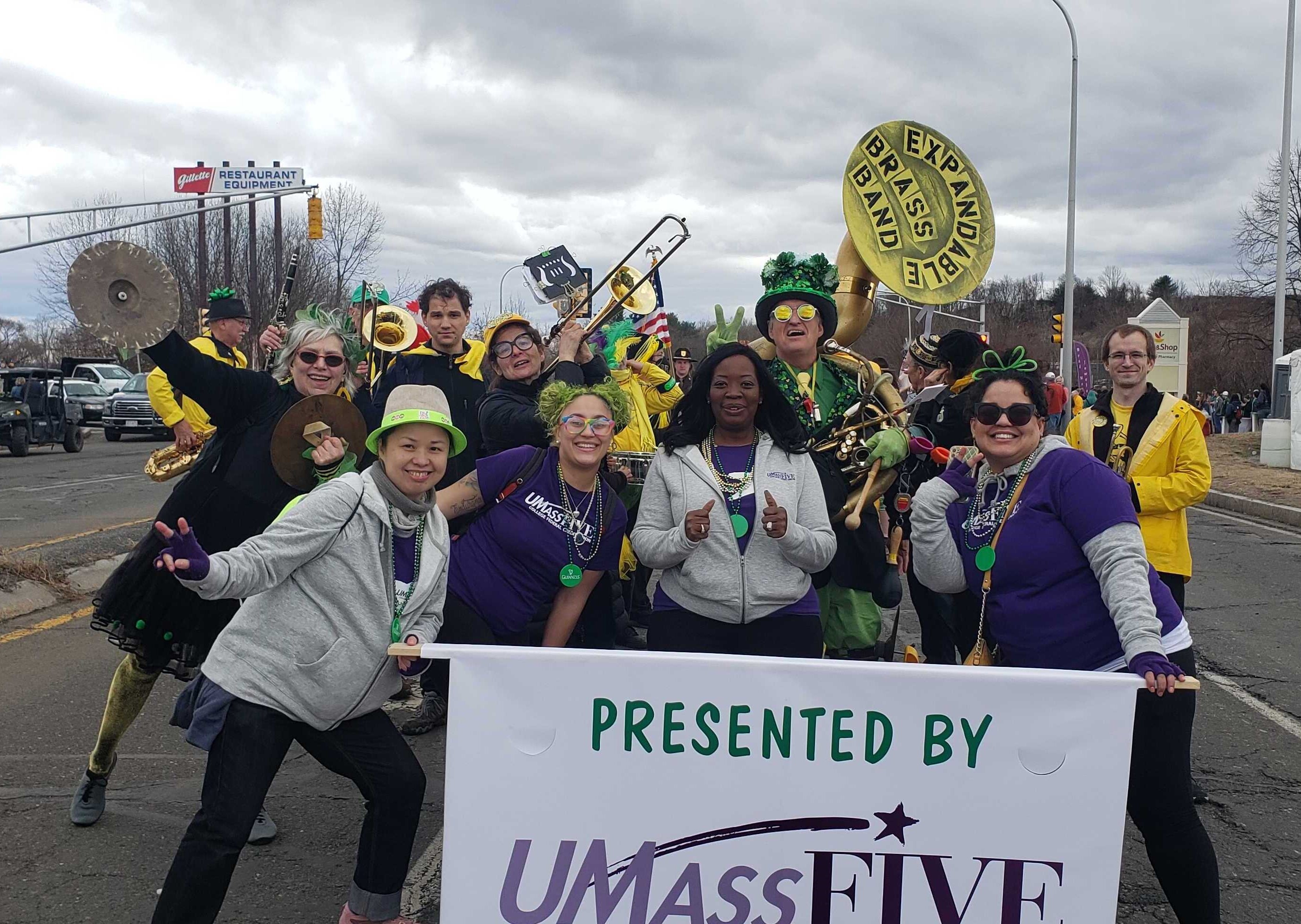 UMassFive marching in the Holyoke St Patrick's Day Parade