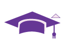 Icon depicting graduation cap with arrow implying continuation of study